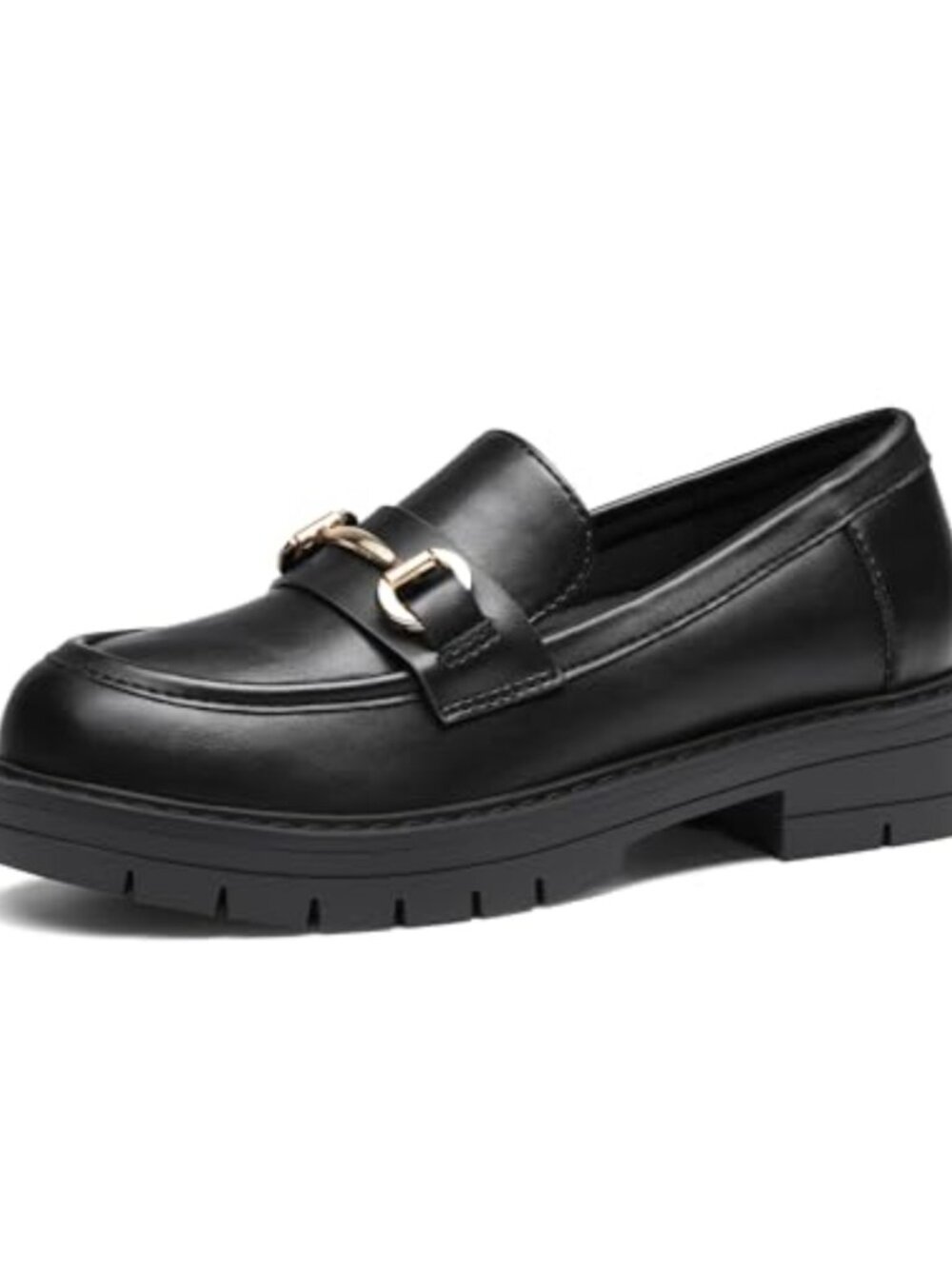 Girls Loafers Chunky Platform Slip On School Uniform Dress Shoes